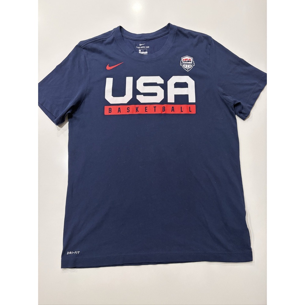 Nike USA Basketball T-Shirt Mens Large Blue Dri-FIT Crew Neck BV1919-41S